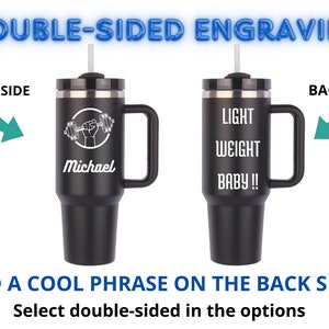 double sided engraving, one side engraving, front side, back side engraving, cool phrase , custom text, personalized tumbler handle,Thermal Mug, Insulated Drinkware,Double-Walled Insulation, Coffee Mug, Hot Coffee Cup,Cold Beverage Tumbler