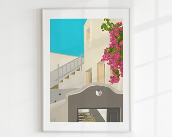 greece staris wall art, summer wallart, european art, greek island, greece travel poster, gift for traveler ,mediterranean poster, greece