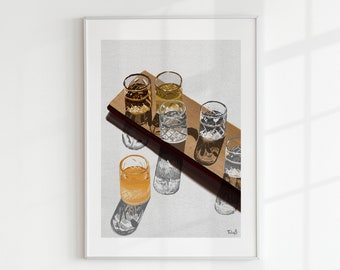 drinks on wood print, drinks poster, alcoholic wall art, alcoholic gift, beverage print, bar cart art cocktail art print, cocktail printable