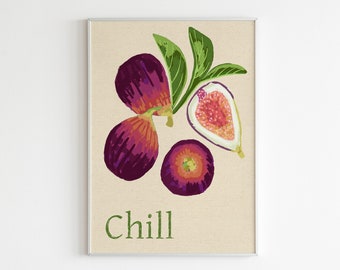 chill fig print, fig poster, fruit poster, figs art, fig prints, fruits print, fruits art, fig plant, fruit decorations, chill wall art