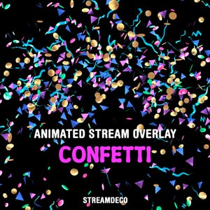 Confetti Animated Stream Overlays, Fullscreen Twitch Alerts, Streamer and VTuber Assets, Festive Streaming Decor with Transparent Background