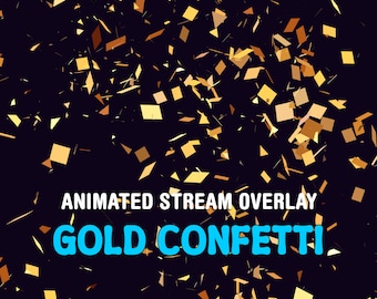 Confettis animés d'or Twitch, alerte de flux festif scintillant pour Streamlabs OBS, abonné, abonné, acclamation, sous-superposition surdouée Twitch
