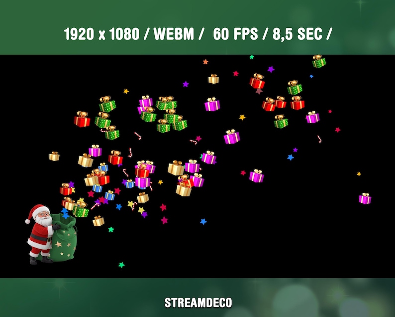 Streamer Santa Christmas Stream Overlay: Animated Twitch Alert Santa's Gifts - Etsy
