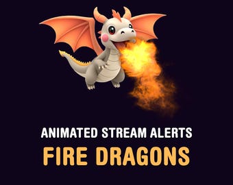 Alerte Dragon Stream, Superposition animée de dessin animé fantastique, Alerte Twitch Dragon de feu, 2 variantes