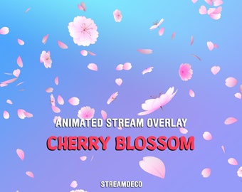 Décoration animée fleurs de cerisier pour stream, superposition de pétales de sakura et de fleurs pour streamers et VTubers