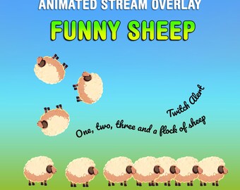 Alertes de diffusion de moutons tombant, superpositions animées, alertes Twitch, points de chaîne, 4 options d'atterrissage des moutons, fond transparent et son