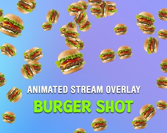 Alerte Twitch animée tournage de hamburgers, alerte de flux pour Streamlabs, StreamElements, abonné, abonné, don, pour Streamer et Vtuber