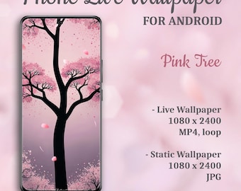 Live Wallpaper Kirschblütenbaum, animierter Hintergrund, dynamisches Handy-Hintergrundbild für Android-Handy, Sperrbildschirm, nahtlose Schleife, MP4, JPG