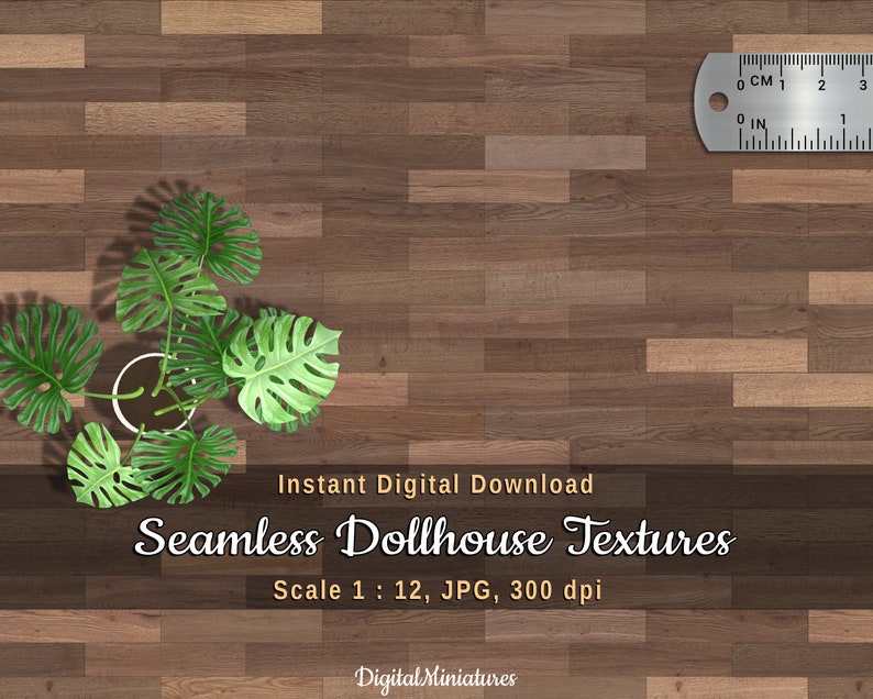 Printable Parquet Flooring Herringbone, Wood Mosaic, for DIY Dollhouse