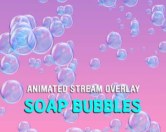 Soap Bubbles Animated Stream Decoration, Flying Blue Bubbles Twitch Overlay for Streamers and VTubers, Fullscreen Twitch Alert