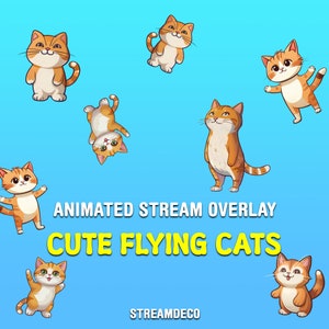 Alerta de Twitch de gatos animados, alerta de transmisión de gatitos para Streamlabs OBS, superposición de seguidores, suscriptores y suscriptores obsequiados para Twitch para streamers o VTubers