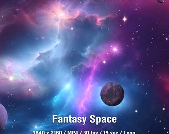 Fantasy Space Animated Background for Streamers and VTubers, Cosmic Theme 4K Loop Video for Twitch, YouTube, OBS