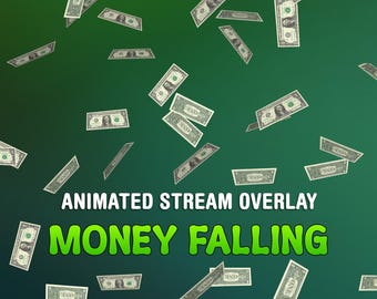 Chute d'argent, superposition de flux animés, alerte Twitch, décoration pour streamer et VTuber, élément de streaming, pluie de dollars, fond transparent