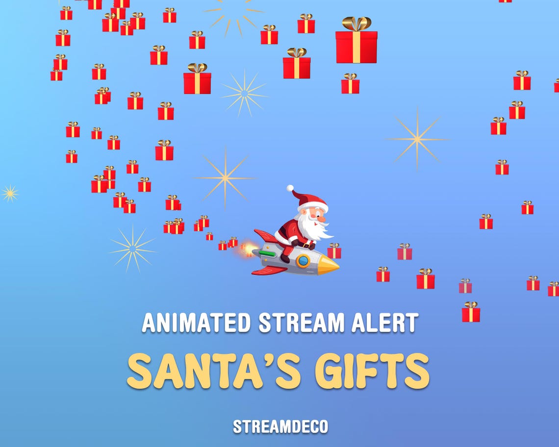 Christmas Twitch Overlay Animated Stream Alert: Santa on a Rocket With ...
