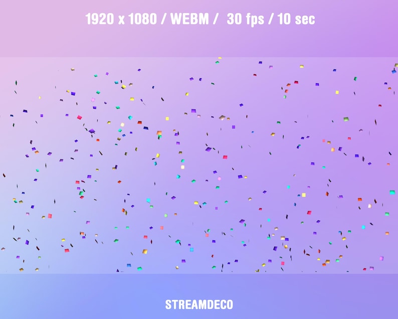 Colour Stream Transparent Animated Confetti Stream Overlay, Full Screen Twitch Alert, Asset for ...