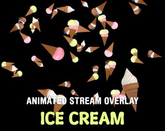 Superposition de flux de crème glacée, alerte Twitch animée, décoration de flux pour streamers ou Vtubers, tournage de crème glacée