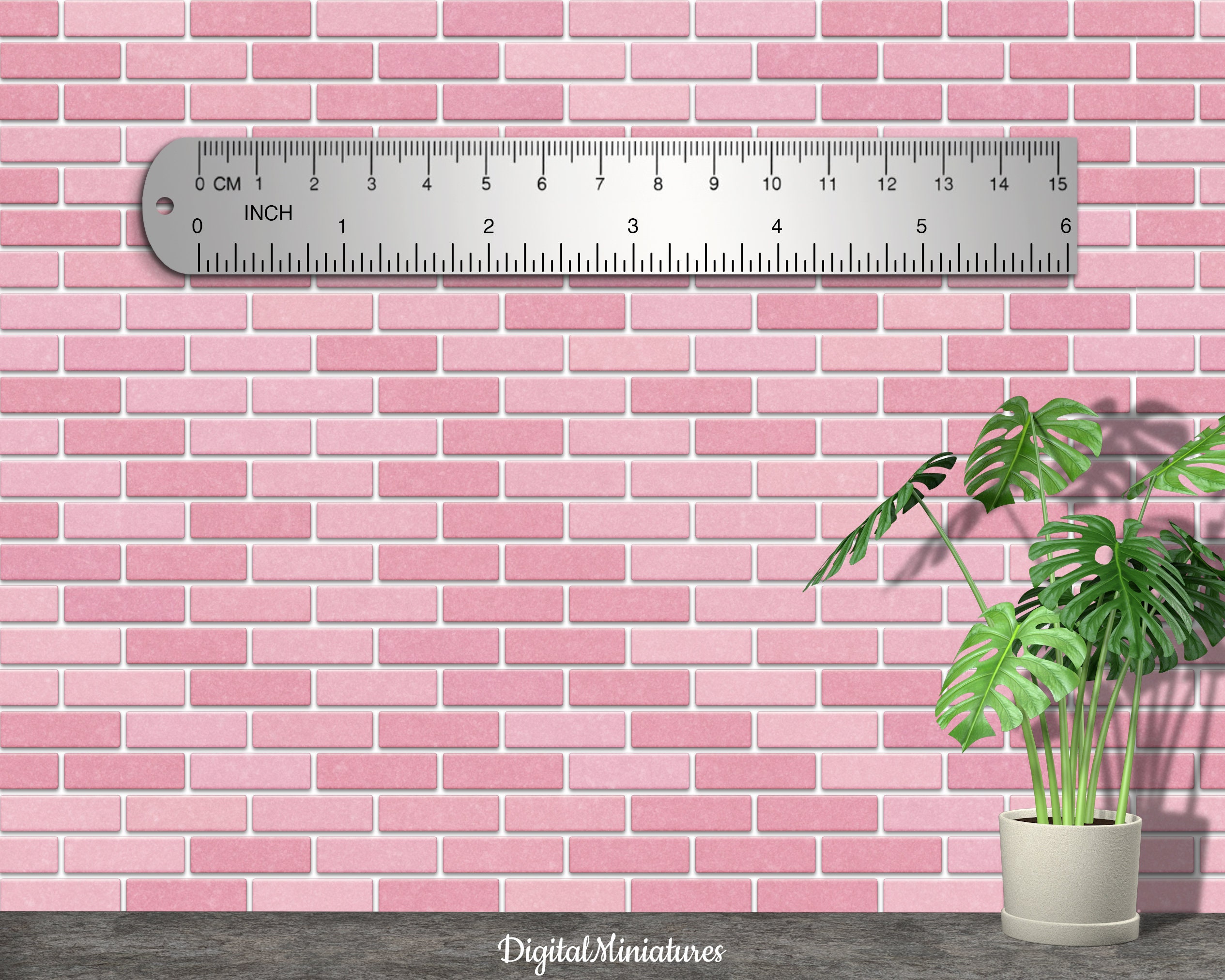 Pink Brick Dollhouse Wallpaper Printable for Miniature Doll House or ...