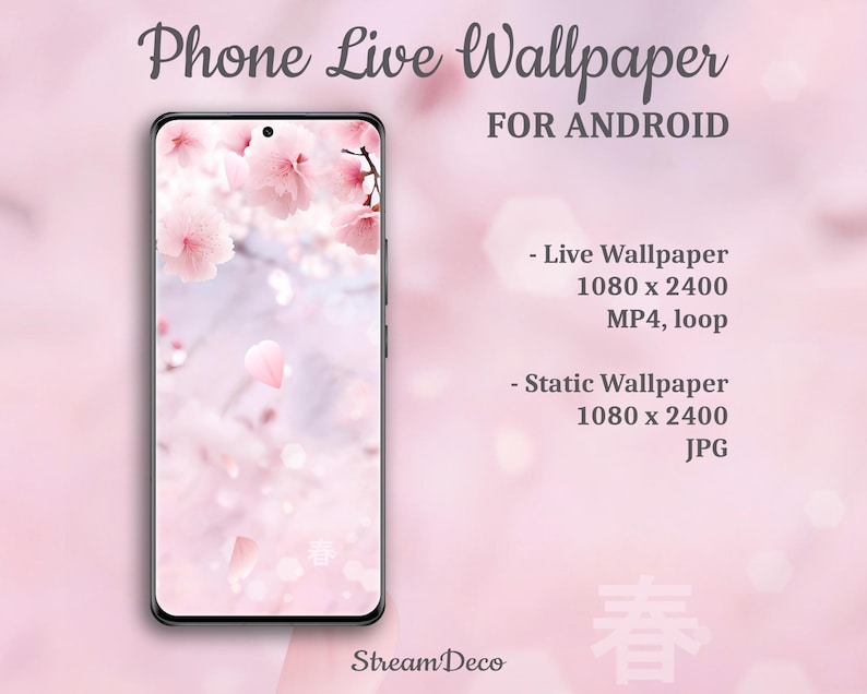 Pink Sakura live wallpaper, animated background, dynamic mobile wallpaper for Android, Cherry Blossom theme