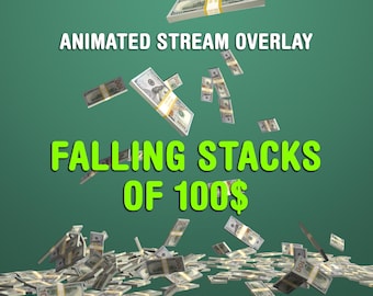 Alerte Twitch animée, 100 dollars cumulés, nouveau don, pourboire pour les streamers et les vtubers, superposition de flux de pluie d'argent