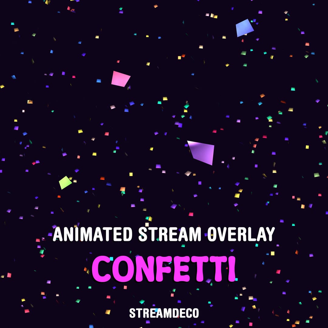 Animated Confetti Stream Overlay, Full Screen Twitch Alert, Asset for ...