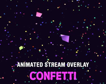 Superposition de flux de confettis animés, alerte Twitch plein écran, élément pour Streamer et VTuber, décoration de flux avec fond transparent