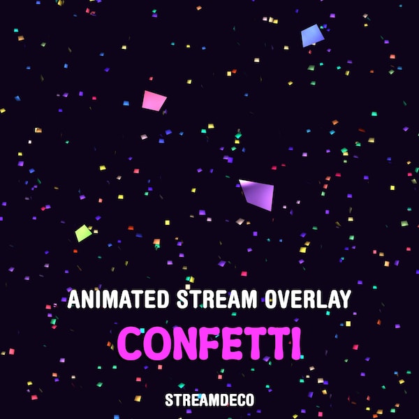 Animated Confetti Stream Overlay, Full Screen Twitch Alert, Asset for Streamer and VTuber, Stream Decoration with Transparent Background