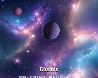 Cosmic Animated Stream Background, 4K Space Video Loop for Streamers and VTubers, for Twitch, YouTube, OBS