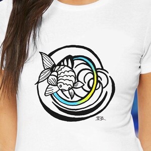 Goldfish swirling graphic t-shirt, hand drawn art, original illustration, premium unisex tee, gift top for self, men, women, fish lovers