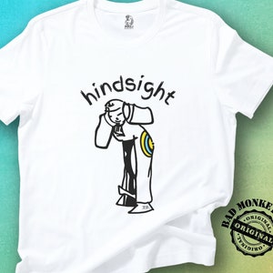 Hindsight 20/20 bullseye t-shirt, humorous hand drawn art, Premium Unisex Tee,