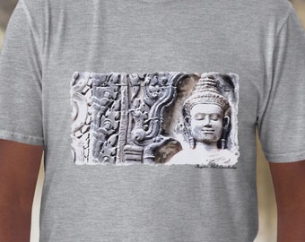Temple dancer serene t-shirt, travel Cambodia top, original photo art, unisex premium tee, cool gift for travelers