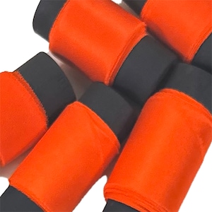 Deep Orange Mulberry Silk Ribbon Hand Bias Cut and Hand Dyed Charmeuse, Twill, Chiffon and Raw Noil (3 Yards)