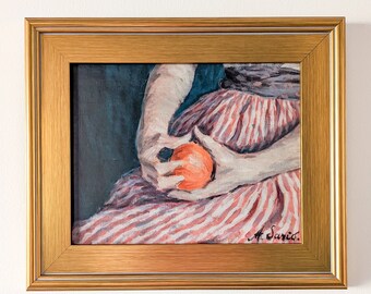 Vintage Clementine Fruit Painting: Framed Antique Wall Art Print