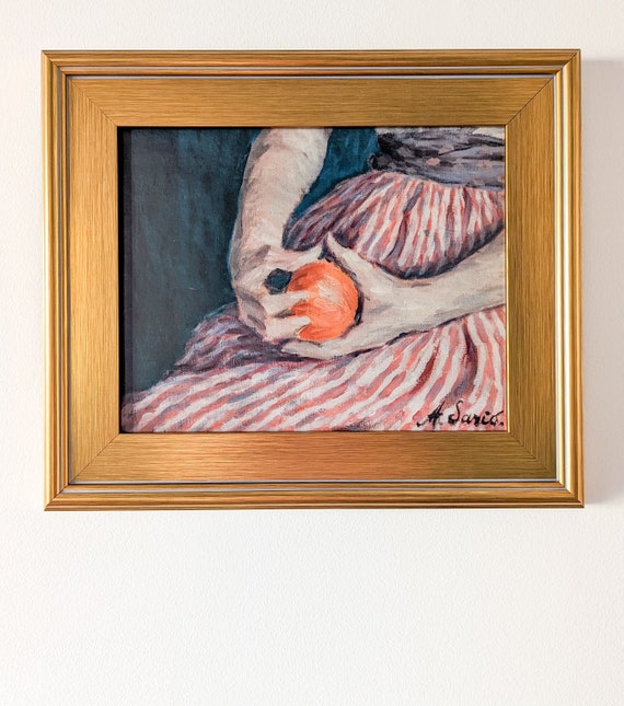 Vintage Clementine Fruit Painting: Framed Antique Wall Art Print