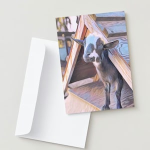 Cartão bonito de cabra premium com saudades de você, cartão artesanal de melhor amigo com saudades de você para presentes de amantes de cabra