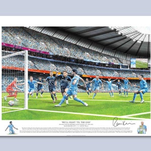 Manchester City 2021-22 Premier League Champions Hand Painted Print