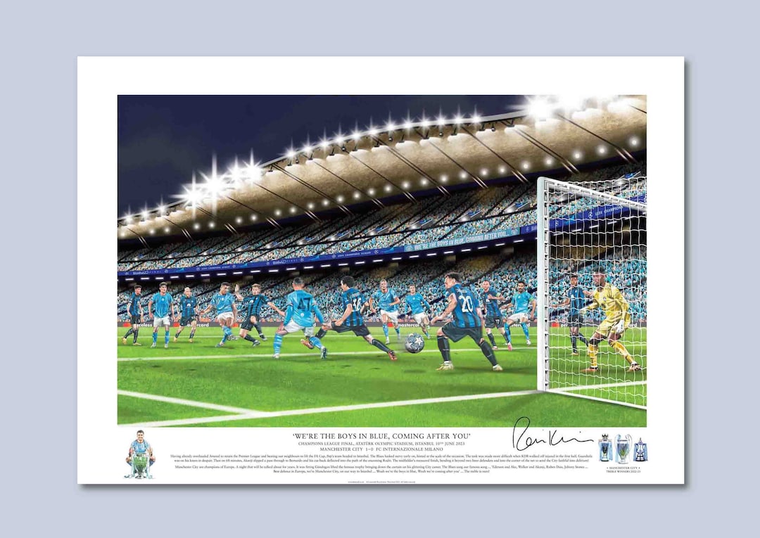 Manchester City 20222023 UEFA Champions Hand Painted Print Etsy
