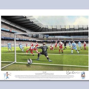 Manchester City 2011-2012 Premier League Champions Hand Painted Print