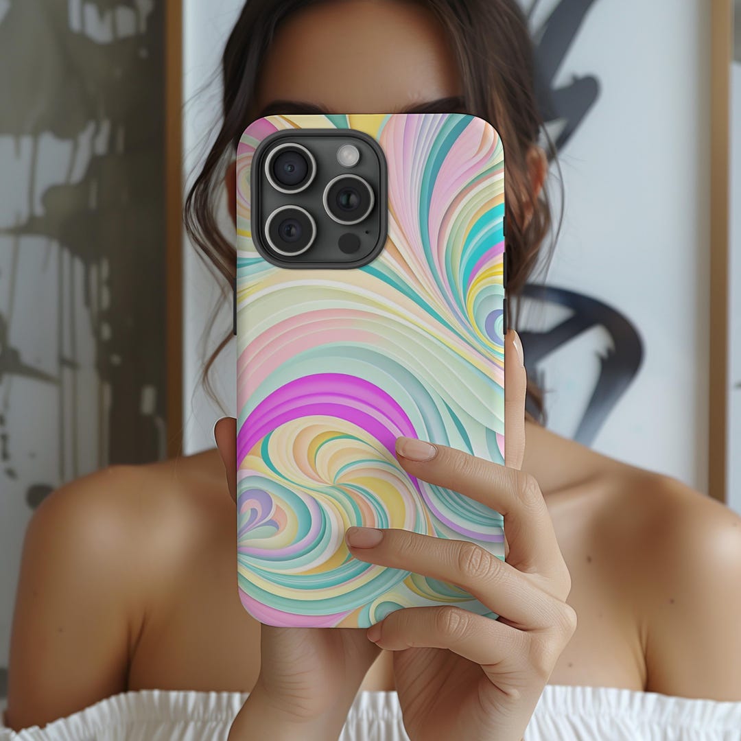 Magnetic Phone Case, Abstract Pastel Swirl Tough Case for Artistic ...