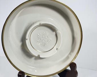 Popielniczka Lenox Porcelain, średnica 7 cali, wykończenie 24-karatowym złotem i tłoczenie Stratford Round