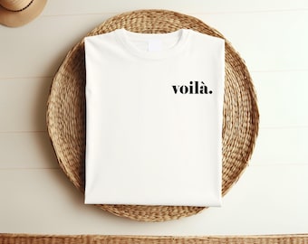 Iron-on transfer, voilà, saying T-shirt, statement T-shirt, neon colors