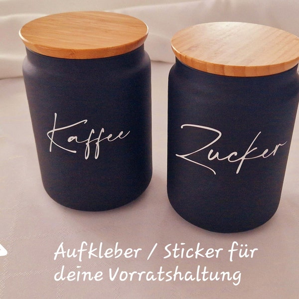 Beschriftung, Vorratsglas, Vorratsglas Beschriftung, Schriftzüge, Aufkleber, Sticker