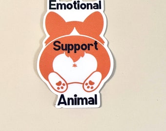 Emotional Support Animal Dog Sticker |Dog Lover| Corgi Lover| Water bottle Sticker| Laptop Sticker| Funny Dog Sticker| Cute Animal Sticker