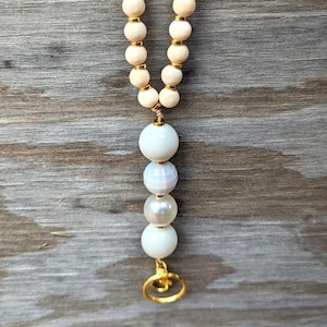 Boho Wooden Bead Teacher Lanyard|Wooden Bead Lanyard| Teacher Lanyard|Badge Holder|Teacher Gift|Natural Wood Bead|Neutral Colors