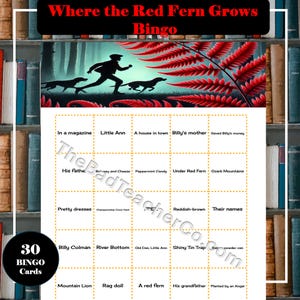 Jeu de bingo où pousse la fougère rouge | 30 cartes de BINGO | 30 cartes de visite| 5-7th ELAR|Bingo imprimable| École à la maison | Téléchargement numérique