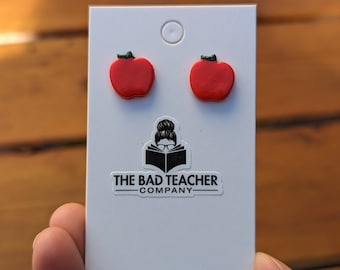 Apple Earrings| Teacher Apple Earrings| Clay Apple Earrings|