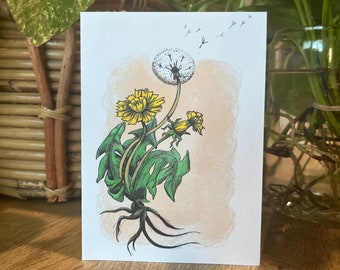 Dandelions Greeting Card, Original Artwork Printed on Greeting Card