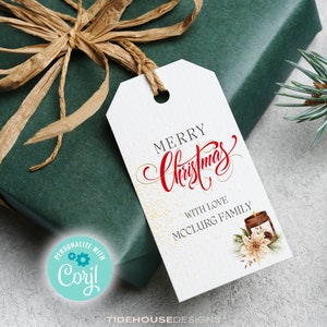 Christmas Gift Tag Printable, Printable Merry Christmas Gift Tag, Holiday Party Favor Tag, Editable Christmas Gift Tag Download, Holiday tag