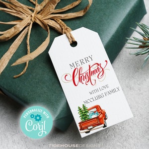 Christmas Gift Tag Printable, Printable Merry Christmas Gift Tag, Holiday Party Favor Tag, Editable Christmas Gift Tag Download, Holiday tag