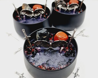 Vela Morrigan / Regalos Mágicos, Velas Aromáticas Artesanales, Ofrenda Ritual, Altar Pagano, Decoración de Halloween, Diosa de la Batalla, Deidad Celta