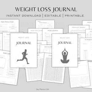 Weight Loss & Fitness Journal | Instant Download | Printable Tracker | Daily, Weekly, Monthly Journal | Printable Workout Planner
